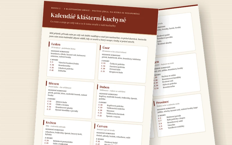Kalendář klášterní kuchyně na celý rok